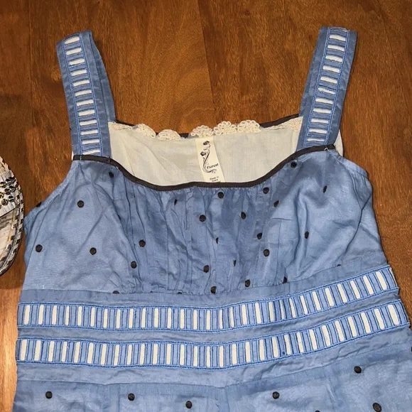 Anthropologie Floreat Blue A Line dress Spring - Picture 2 of 10